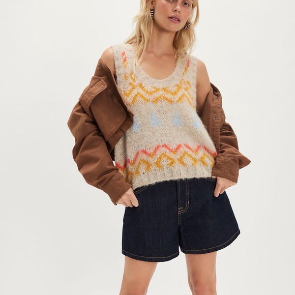 Free People Sweaters - NWOT! Free People Geo SoftSpun Sweater Vest | Oatmeal Combo | Small | $128 MSRP